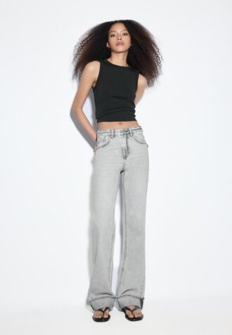 D92 raka jeans med Wide Leg