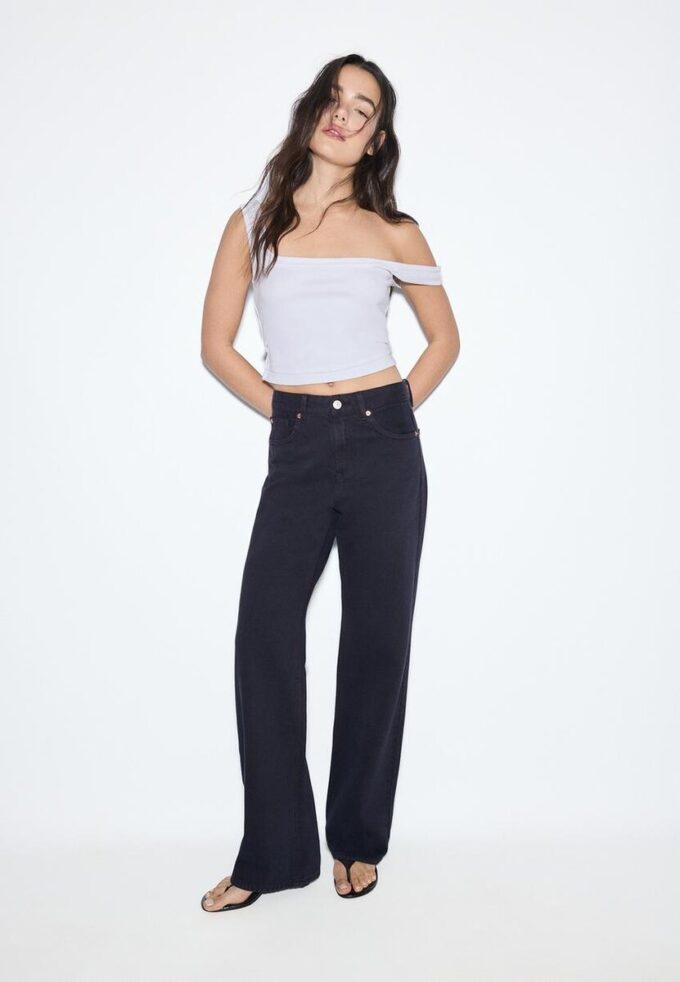 D92 raka jeans med Wide Leg