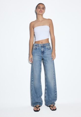 D92 raka jeans med Wide Leg