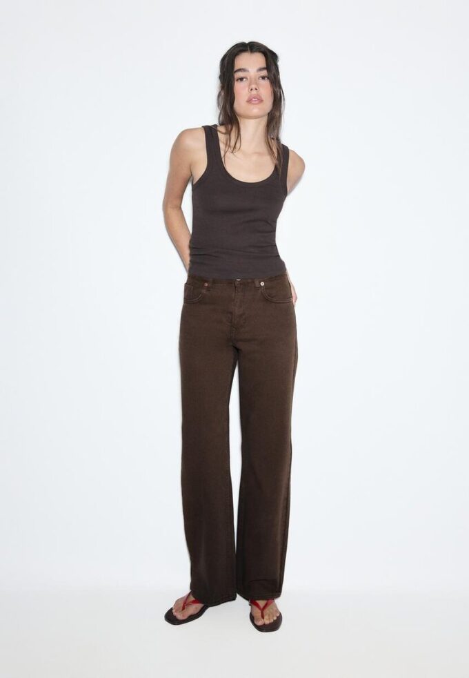 D92 raka jeans med Wide Leg