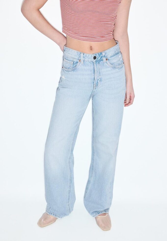 D92 raka jeans med Wide Leg