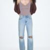 D92 raka jeans med Wide Leg