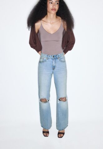 D92 raka jeans med Wide Leg