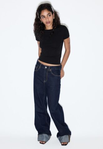 D92 raka jeans med Wide Leg