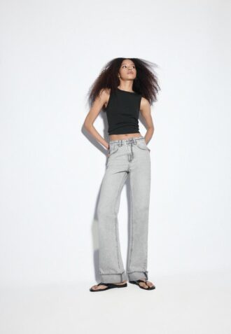 D92 raka jeans med Wide Leg