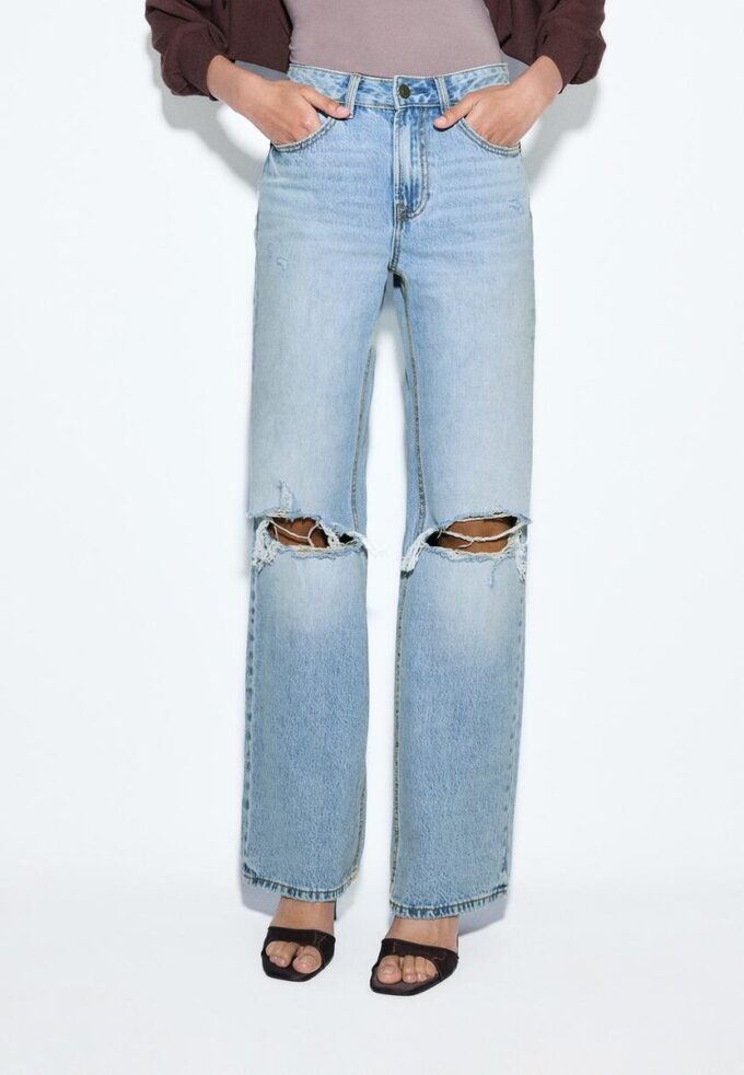 D92 raka jeans med Wide Leg