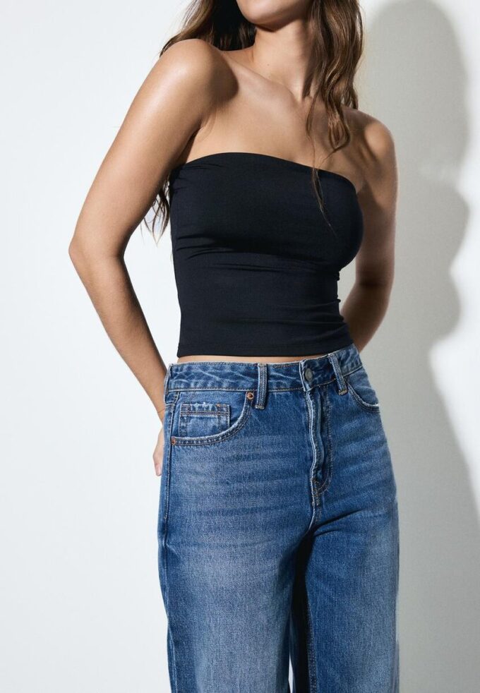 D92 raka jeans med Wide Leg