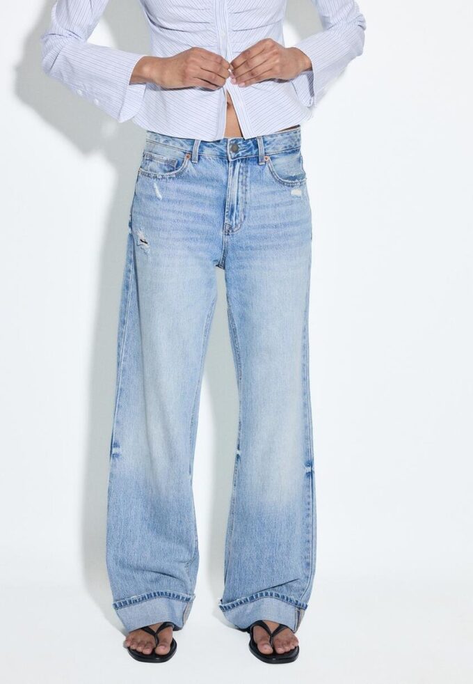 D92 raka jeans med Wide Leg