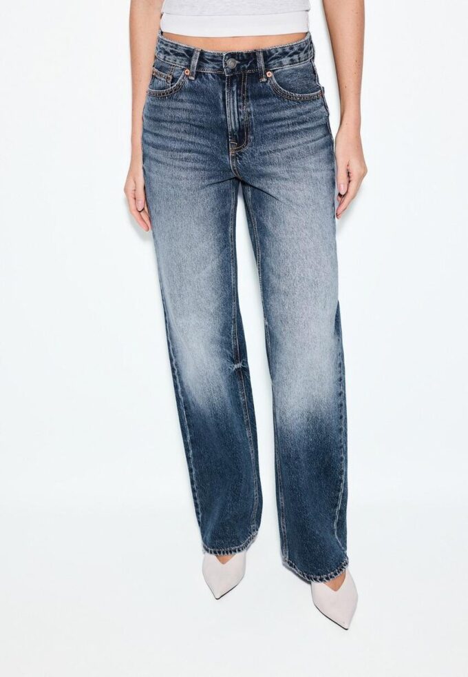 D92 raka jeans med Wide Leg