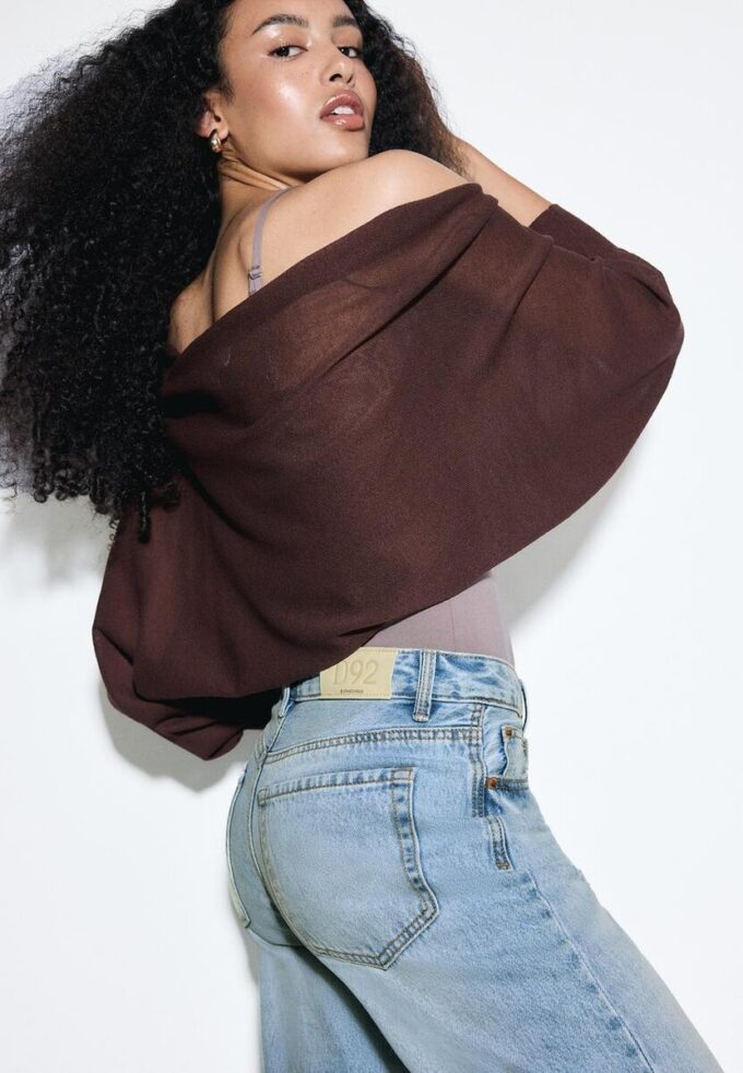 D92 raka jeans med Wide Leg