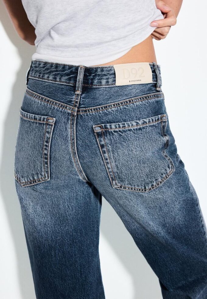 D92 raka jeans med Wide Leg