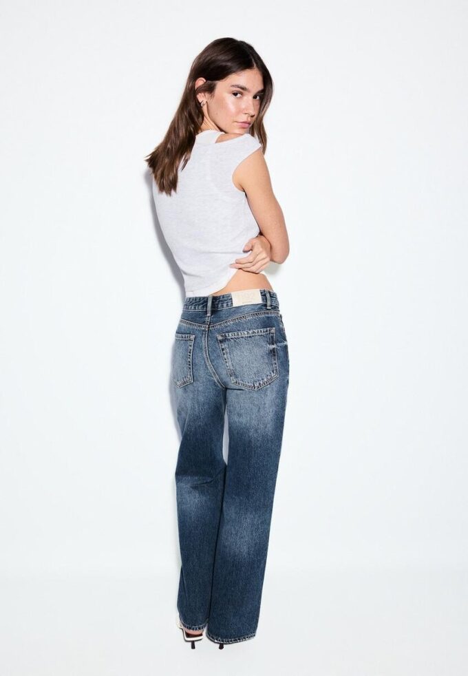 D92 raka jeans med Wide Leg