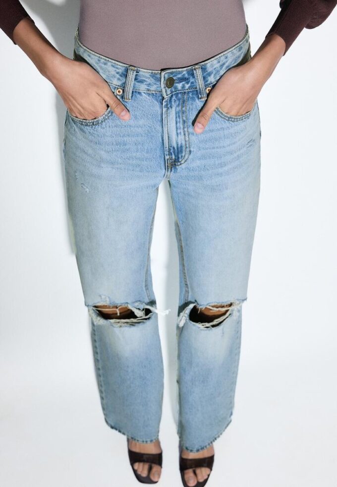 D92 raka jeans med Wide Leg