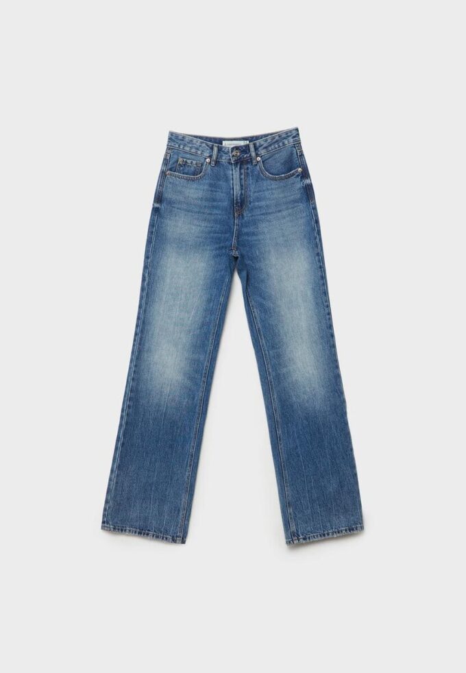 D92 raka jeans med Wide Leg