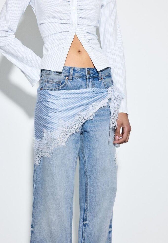 D92 raka jeans med Wide Leg