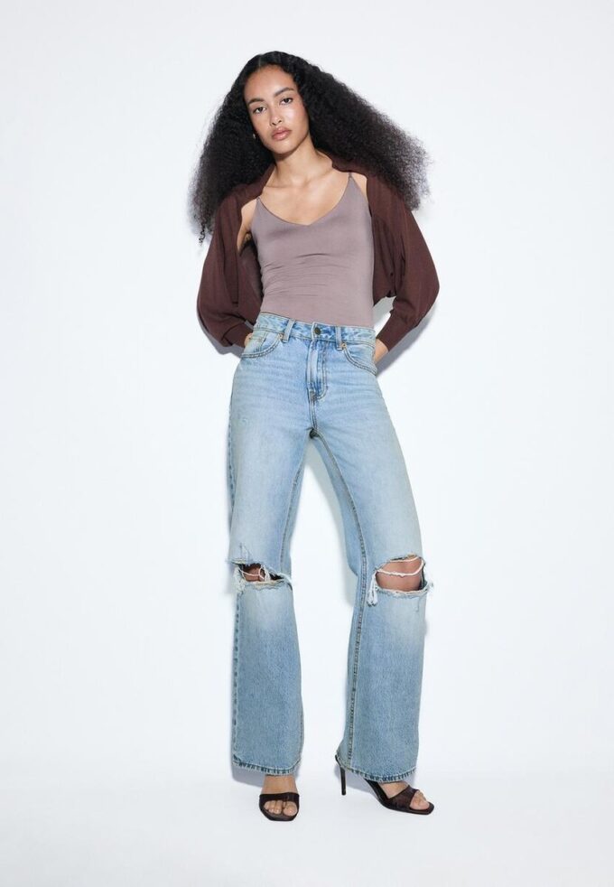 D92 raka jeans med Wide Leg