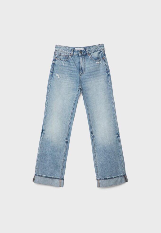 D92 raka jeans med Wide Leg