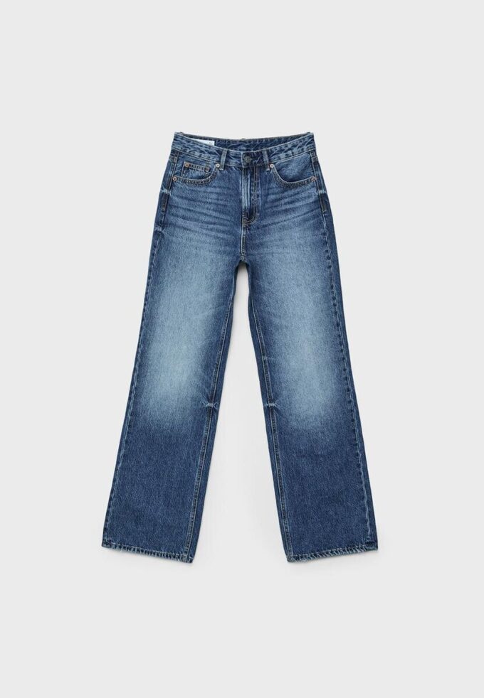D92 raka jeans med Wide Leg