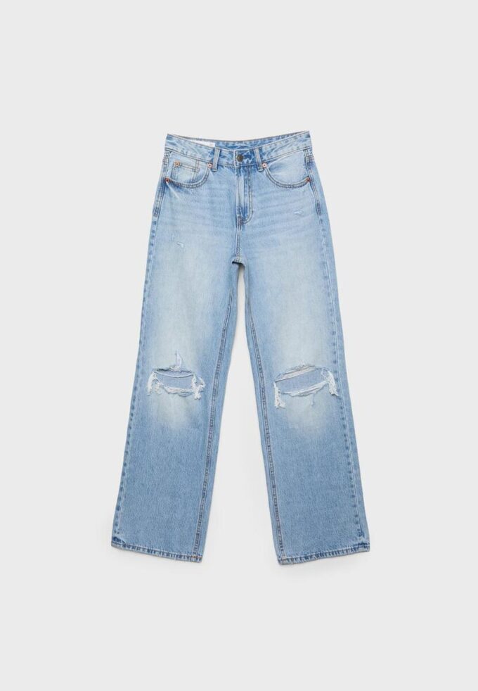 D92 raka jeans med Wide Leg