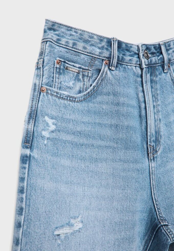 D93 Långa jeansshorts
