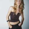 Draperad bandeau-top med V-ringning