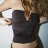 Draperad bandeau-top med V-ringning