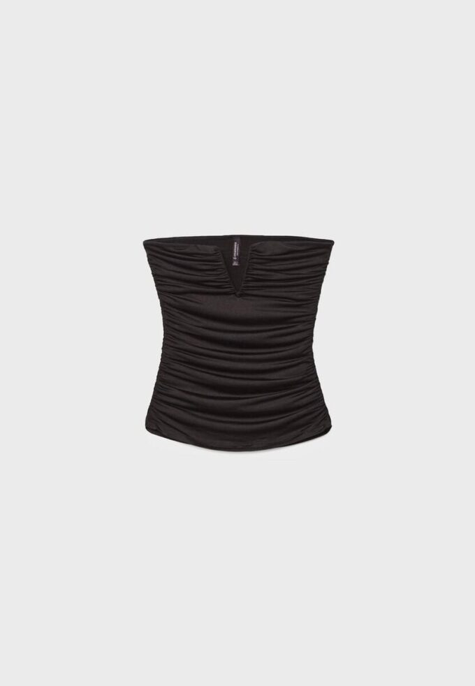 Draperad bandeau-top med V-ringning