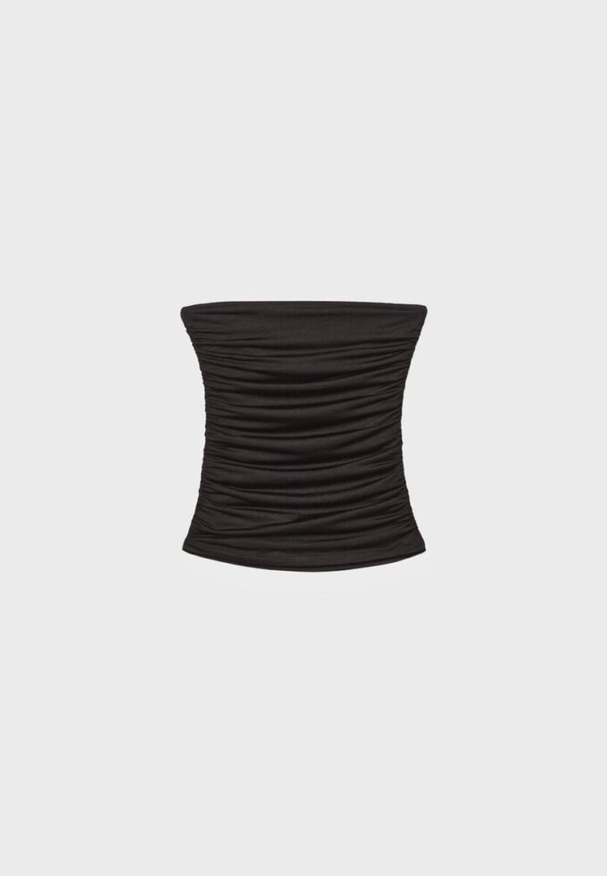 Draperad bandeau-top med V-ringning