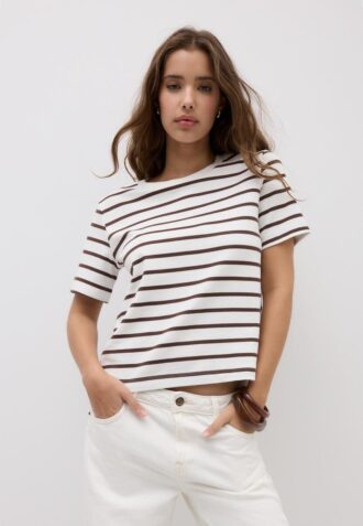 Enkel, tjock, randig Basplagg-T-shirt med normal passform