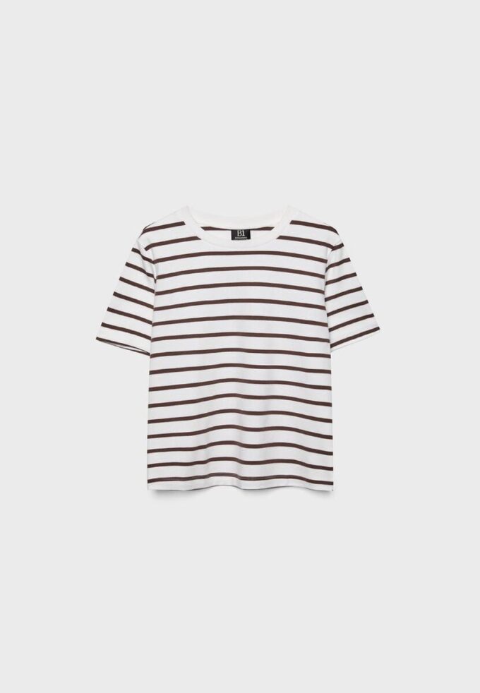 Enkel, tjock, randig Basplagg-T-shirt med normal passform