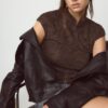 Flockad T-shirt i Qipao-stil