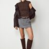 Flockad T-shirt i Qipao-stil