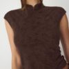 Flockad T-shirt i Qipao-stil