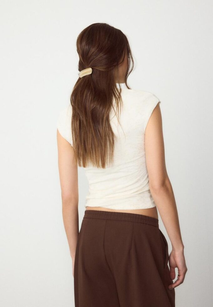 Flockad T-shirt i Qipao-stil Flockad T-shirt i Qipao-stil