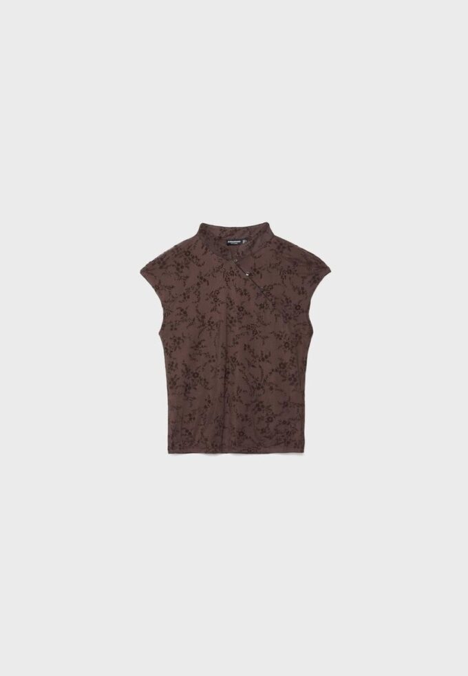 Flockad T-shirt i Qipao-stil