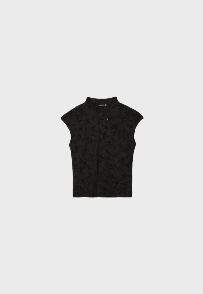 Flockad T-shirt i Qipao-stil Flockad T-shirt i Qipao-stil
