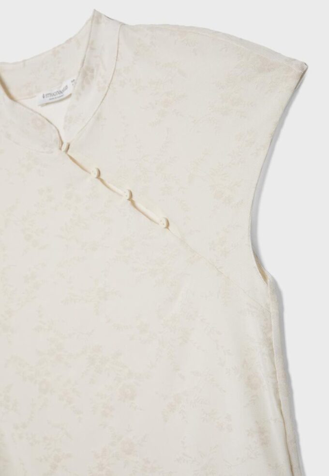 Flockad T-shirt i Qipao-stil Flockad T-shirt i Qipao-stil