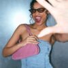 Glittrande bustier-toppar i denim