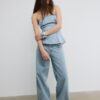 Glittrande bustier-toppar i denim