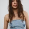 Glittrande bustier-toppar i denim