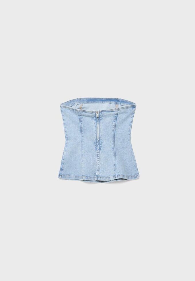 Glittrande bustier-toppar i denim