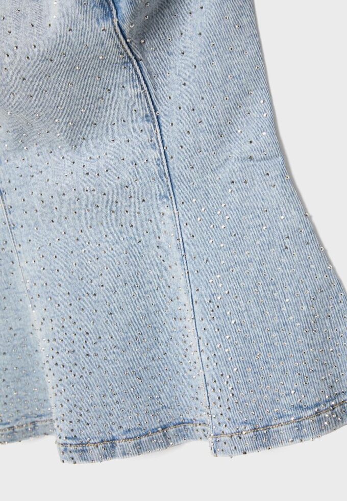 Glittrande bustier-toppar i denim