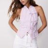 Halterneck-toppar i qipao-stil med halvskrynklig knut