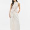 Halterneck-toppar i qipao-stil med halvskrynklig knut