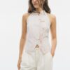 Halterneck-toppar i qipao-stil med halvskrynklig knut