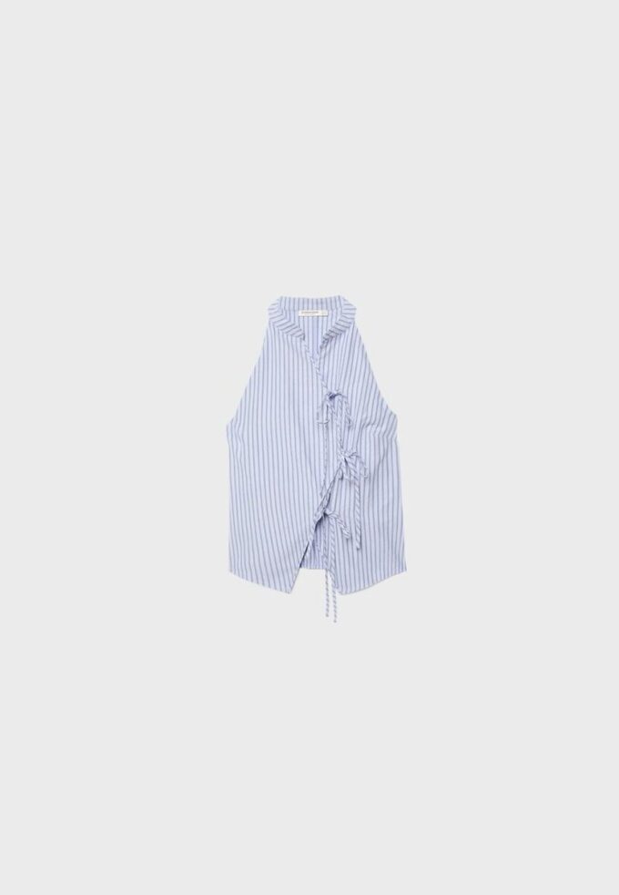 Halterneck-toppar i qipao-stil med halvskrynklig knut