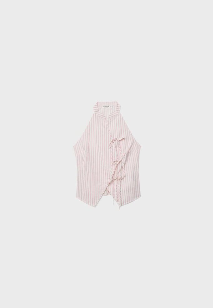 Halterneck-toppar i qipao-stil med halvskrynklig knut