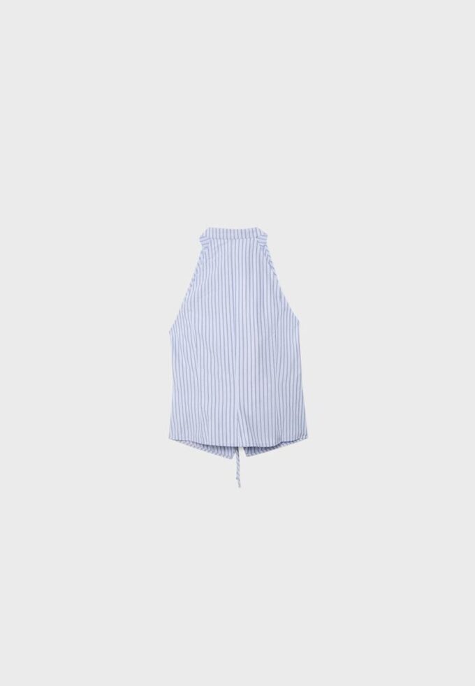 Halterneck-toppar i qipao-stil med halvskrynklig knut