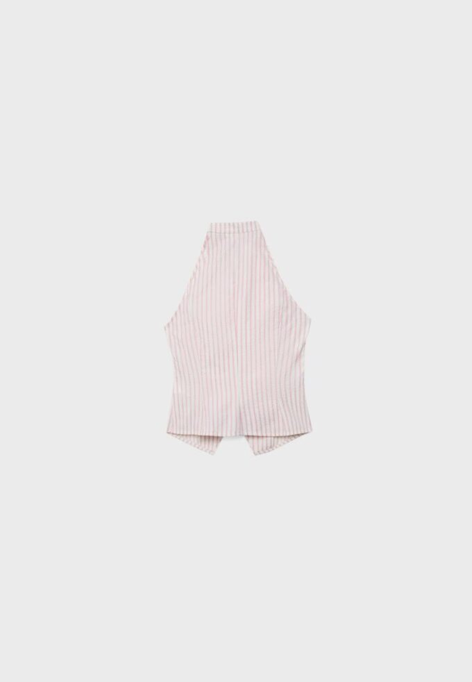 Halterneck-toppar i qipao-stil med halvskrynklig knut