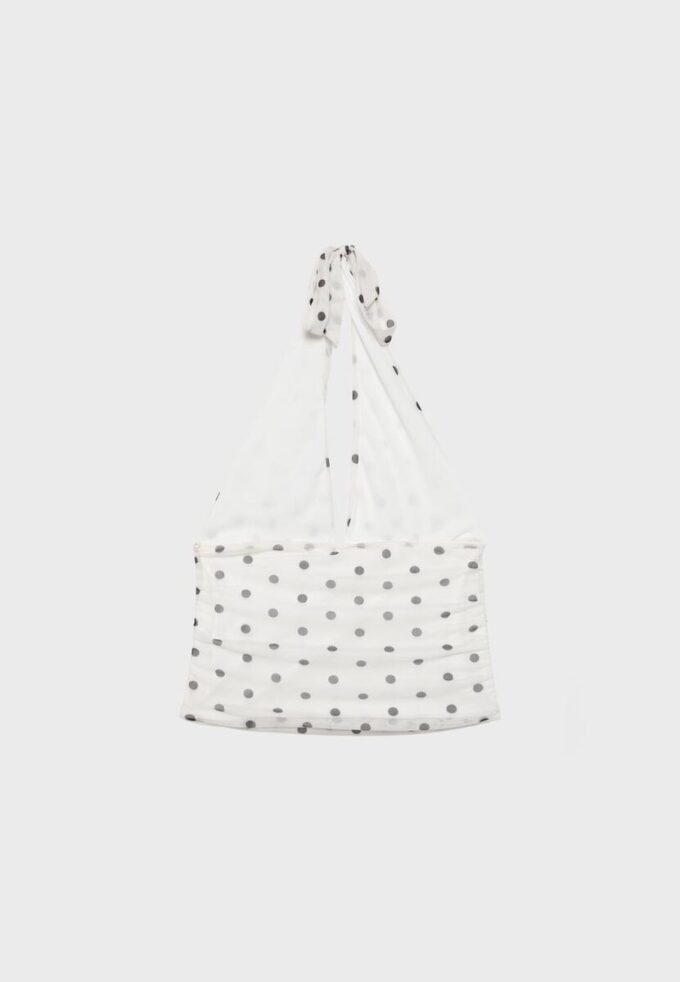 Haltertop i mesh med prickar Haltertop i mesh med prickar